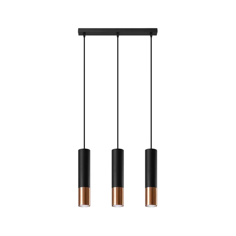 Lámpara de techo loopez 3l negro gu10/cobre