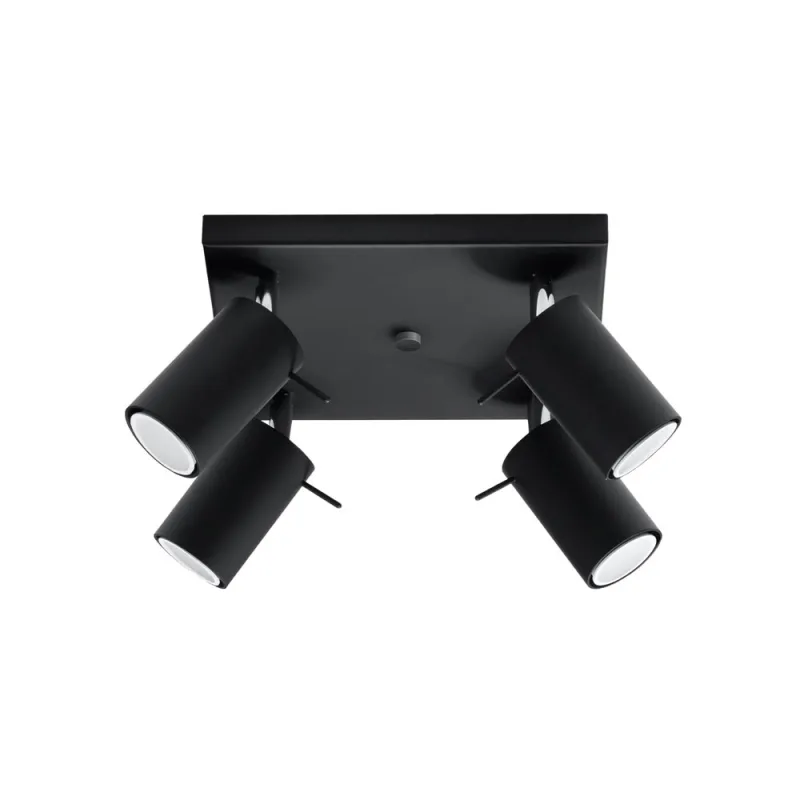Aplique de techo ring 4 negro gu10