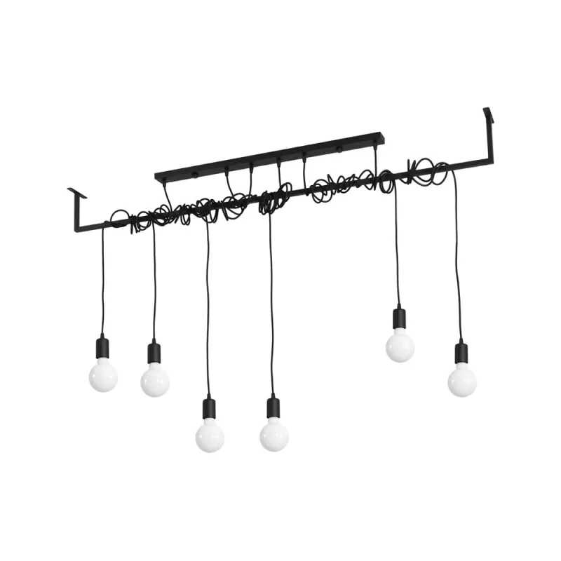 Lámpara suspendida salamanca 6 negro e27