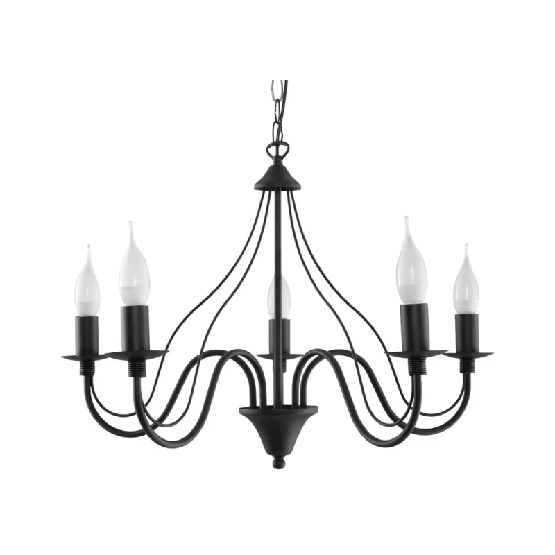 Lámpara suspendida minerwa 5 negro e14