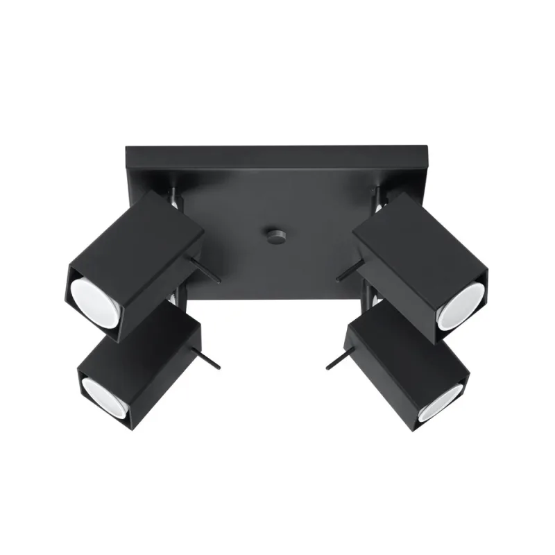 Aplique de techo merida 4 negro gu10