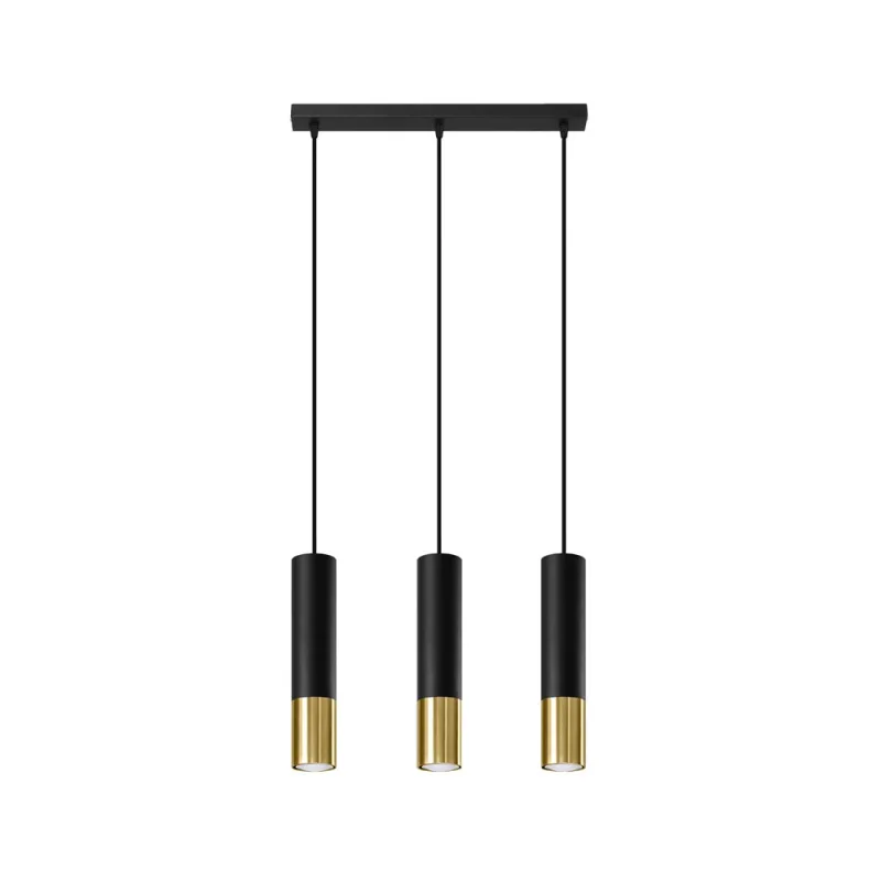 Lámpara de techo loopez 3l negro gu10/dorado