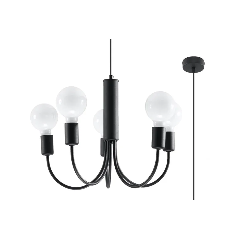 Lámpara suspendida piccolo 5 negro e27