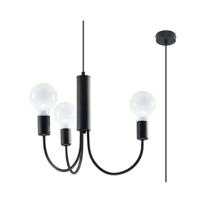 Lámpara suspendida piccolo 3 negro e27
