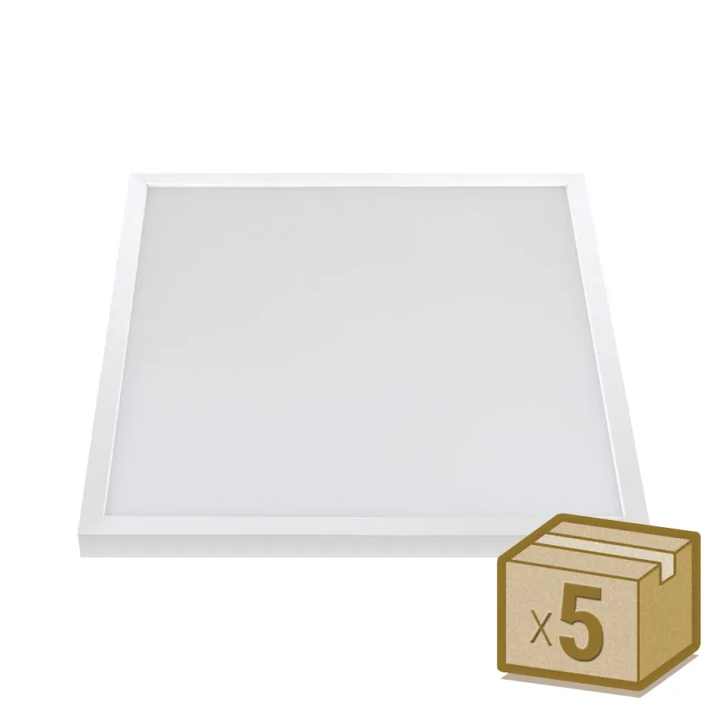 Pack 5 x paneles led de superficie 40w 60x60 cm chip led osram blanco cálido