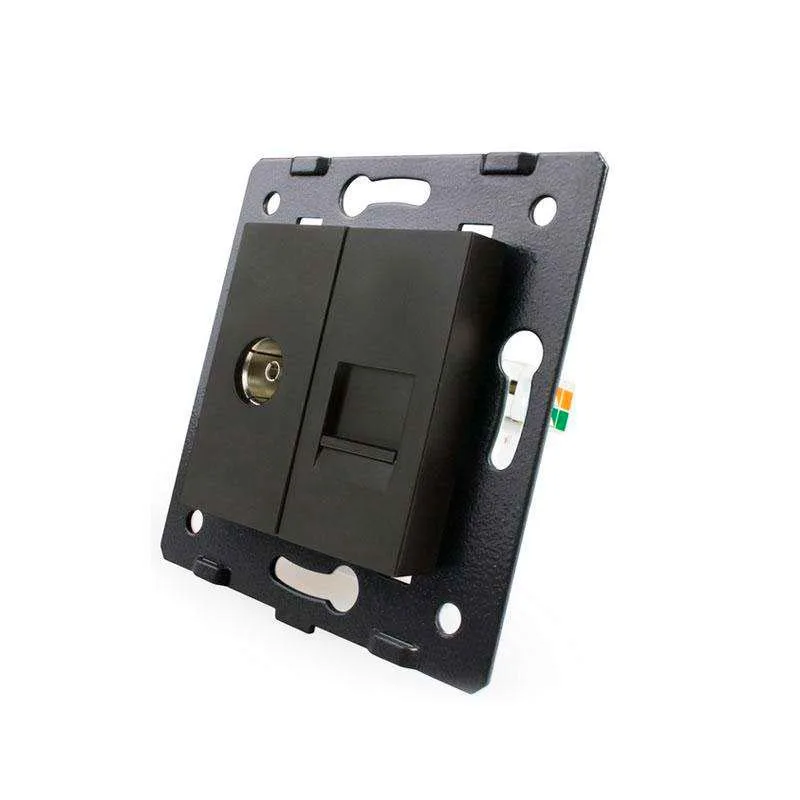 Mecanismo de empotrar tv + red rj45 negro livolo