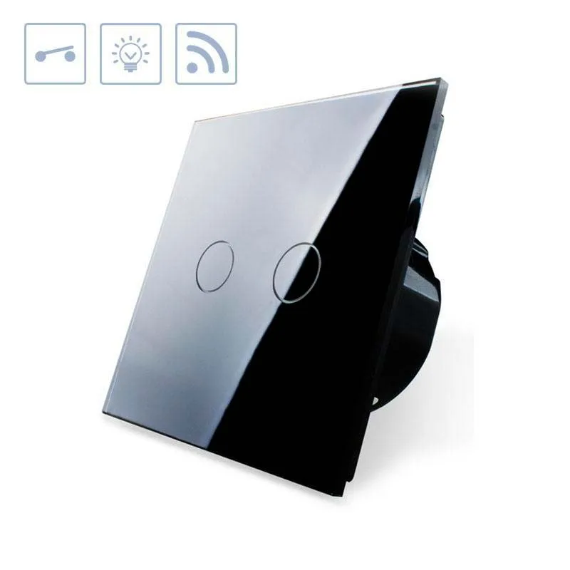 Interruptor táctil doble + remoto frontal negro livolo