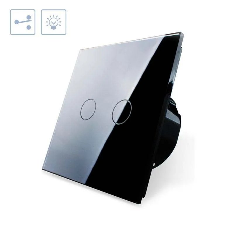 Conmutador táctil doble frontal negro livolo