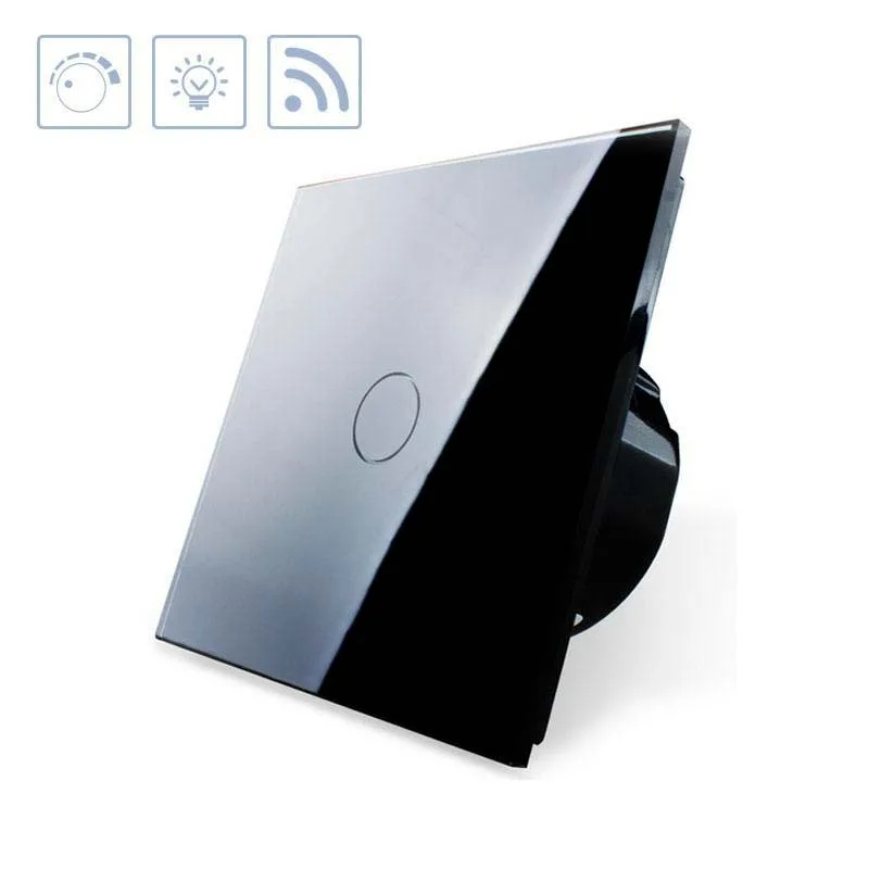 Interruptor táctil con regulador triac dimmer + remoto frontal negro livolo