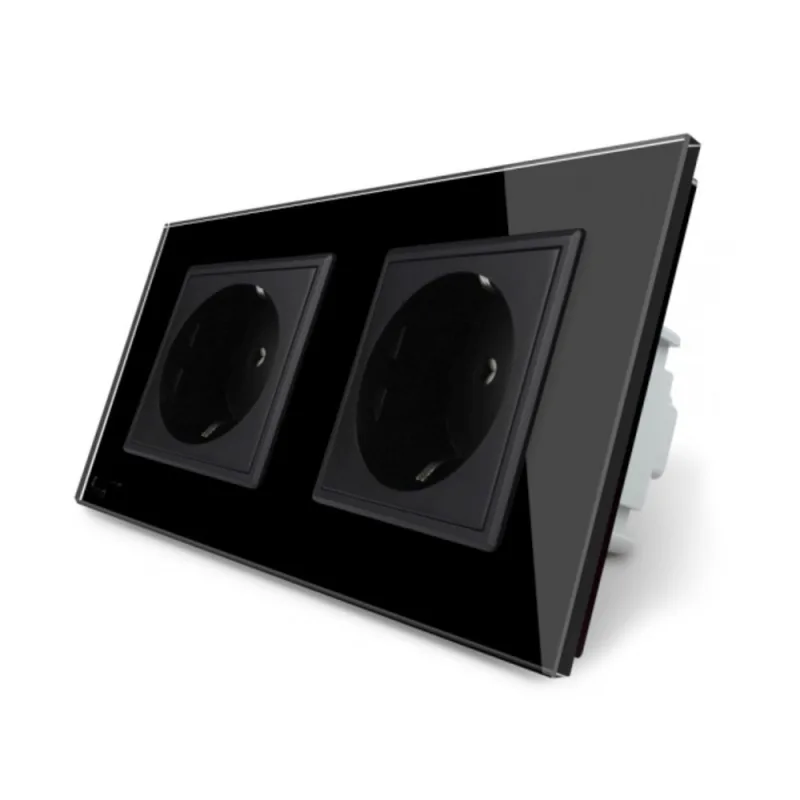 Enchufe socket doble eu 16a frontal negro livolo