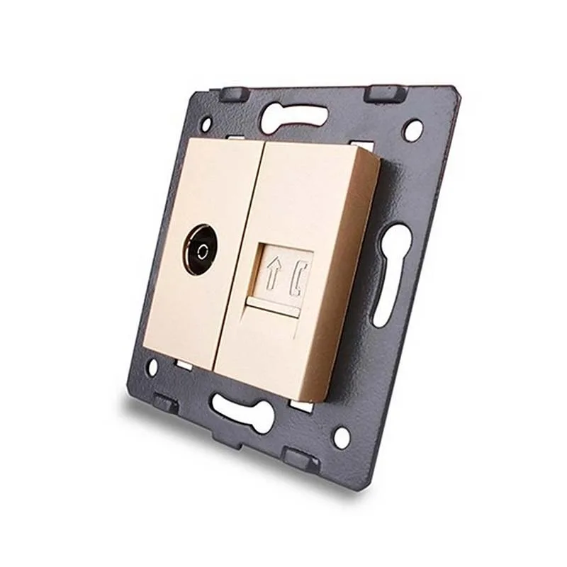 Mecanismo de empotrar tv + teléfono rj11 golden livolo