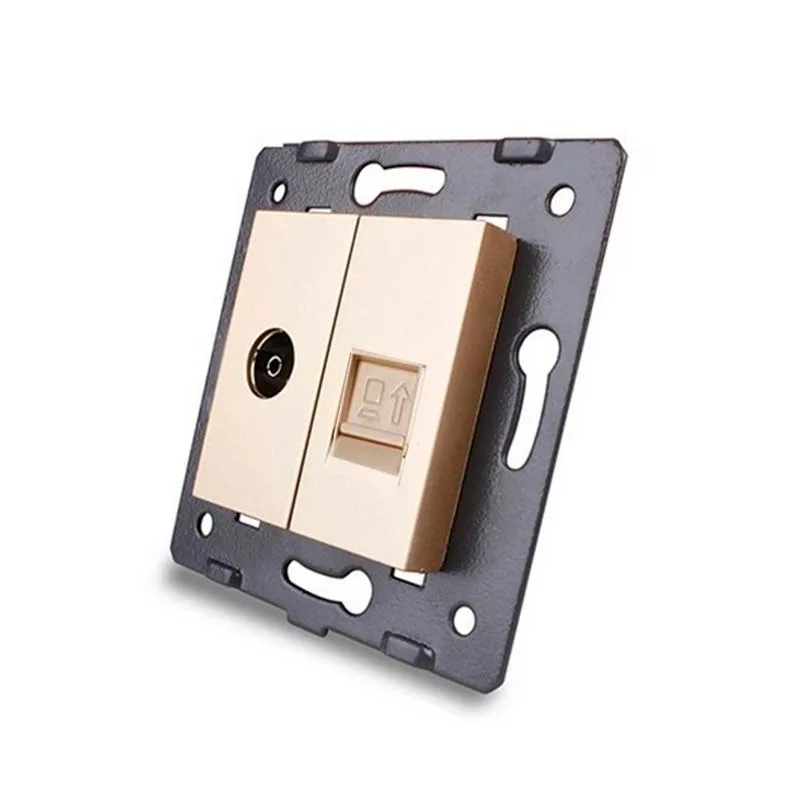 Mecanismo de empotrar tv + red rj45 golden livolo