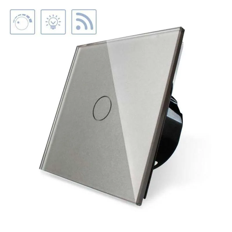 Interruptor táctil frontal gris con regulador triac dimmer + remoto livolo