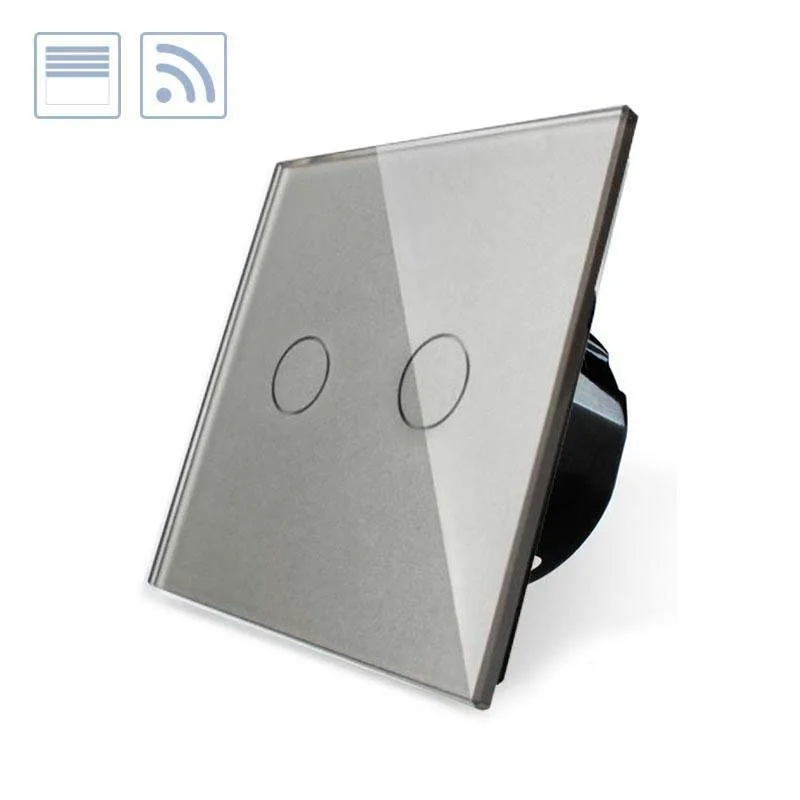 Control de persianas táctil + remoto frontal gris livolo