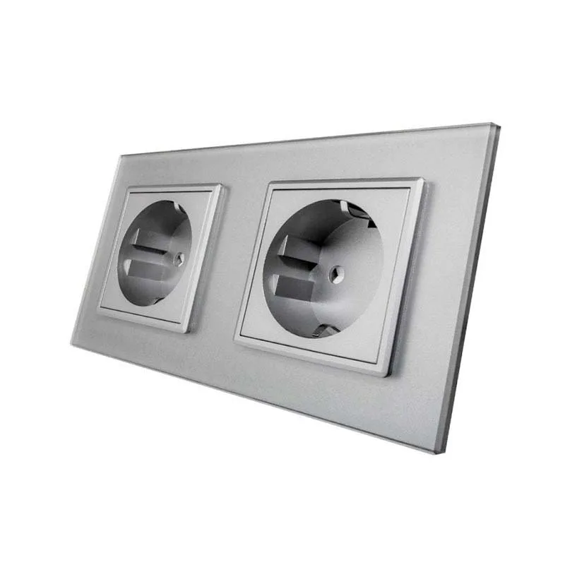 Enchufe socket doble eu 16a frontal gris livolo