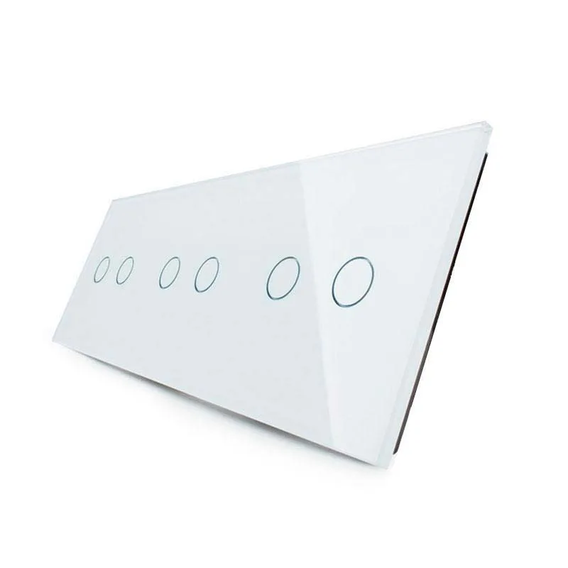 Frontal 3x cristal blanco 6 botones livolo