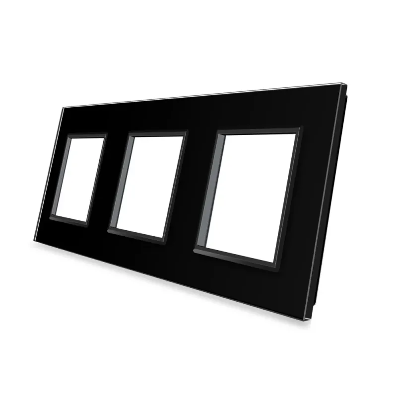 Frontal 3x cristal negro 3x huecos livolo