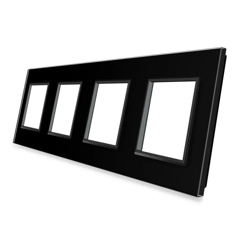 Frontal 4x cristal negro 4x huecos livolo