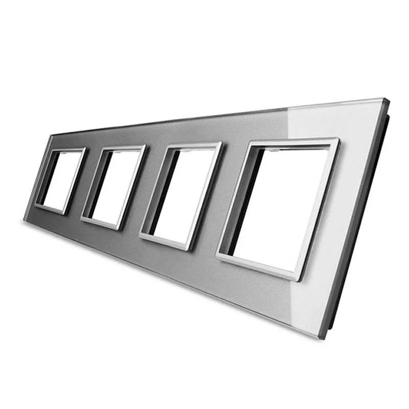 Frontal 4x cristal gris 4x huecos livolo