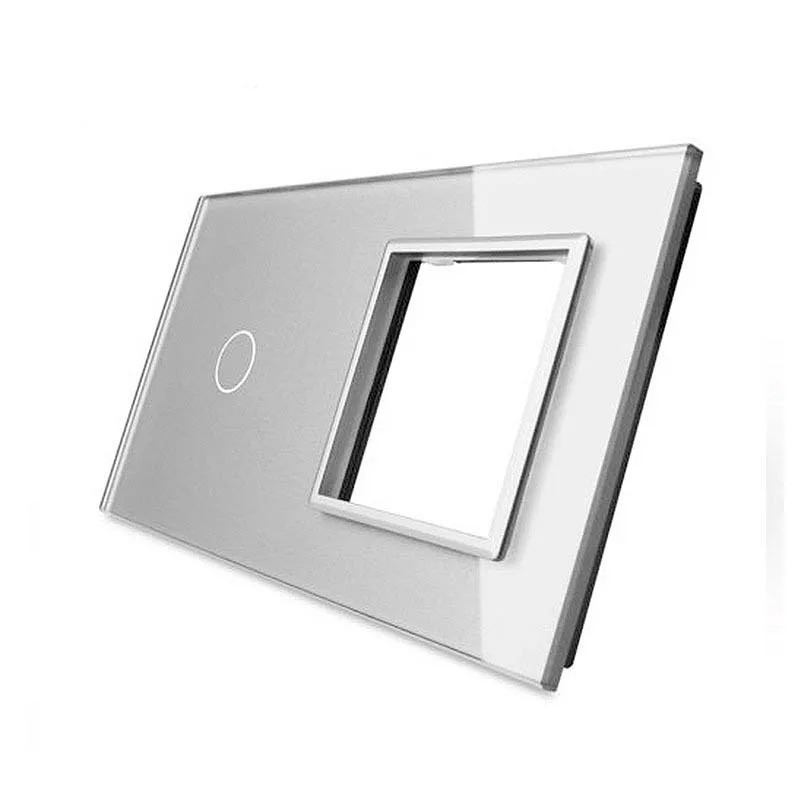 Frontal 2x cristal gris 1 hueco + 1 botón livolo