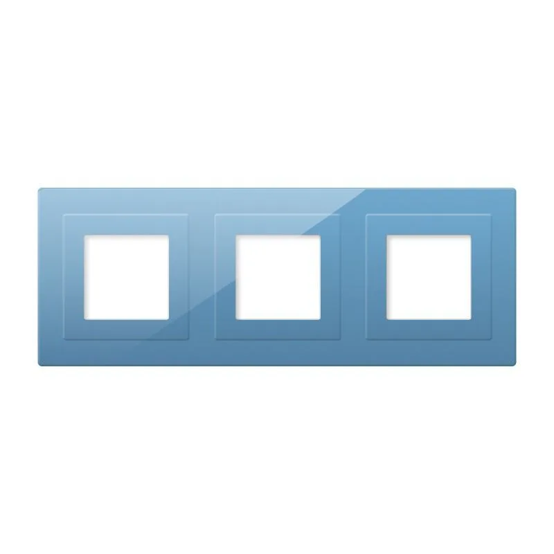Frontal cristal azul 3x huecos livolo