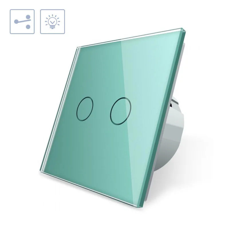 Conmutador táctil doble frontal verde livolo
