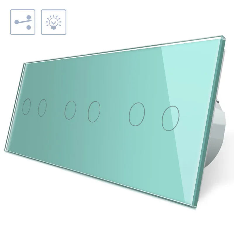 Conmutador táctil 6 botones frontal verde livolo