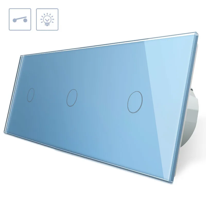 Interruptor 3 módulos táctil 3 botones frontal azul livolo