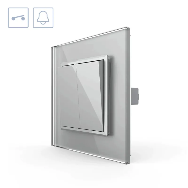 Pulsador doble marco gris livolo