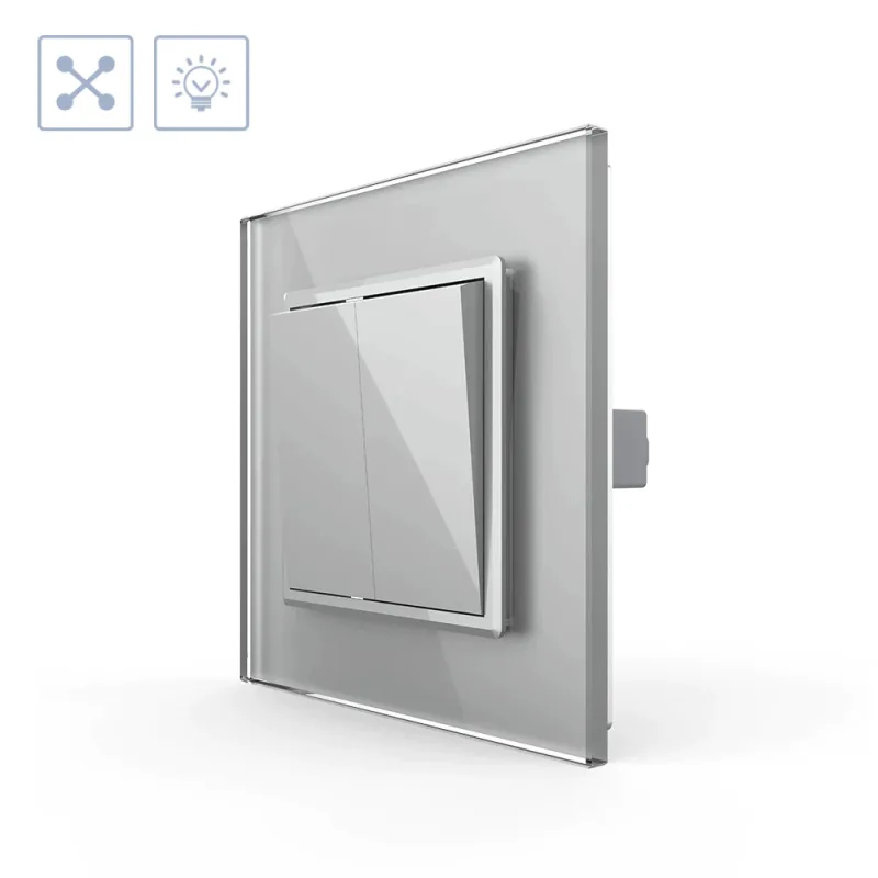 Interruptor cruzamiento doble marco gris livolo