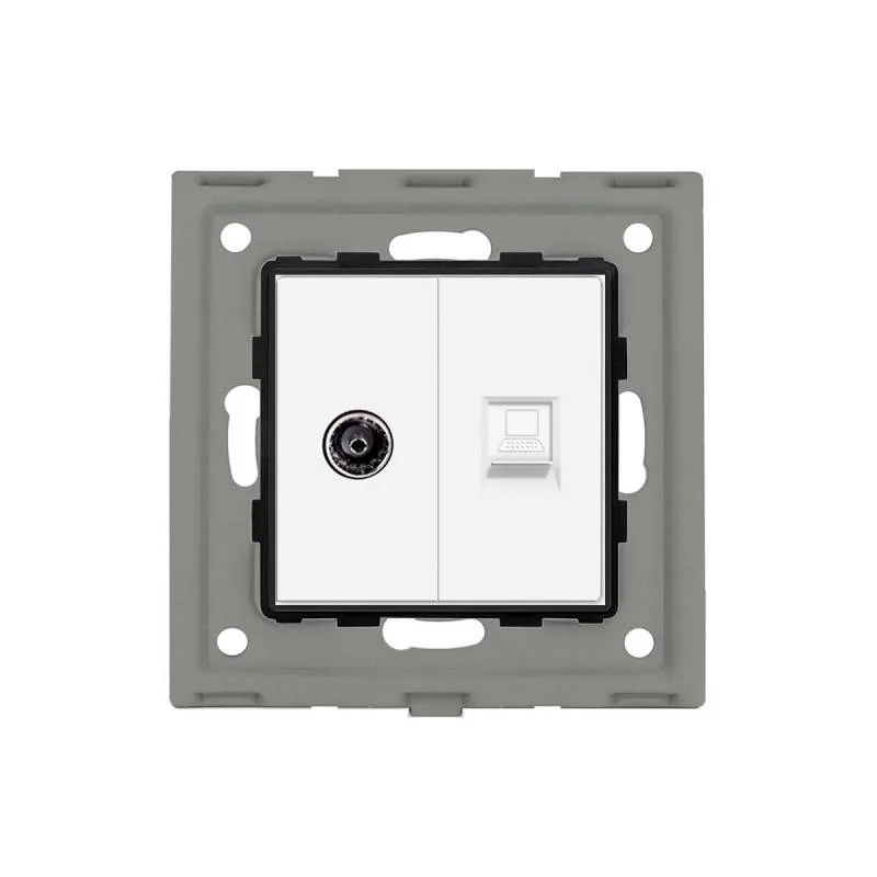 Conector rj45 cat6 + tv blanco