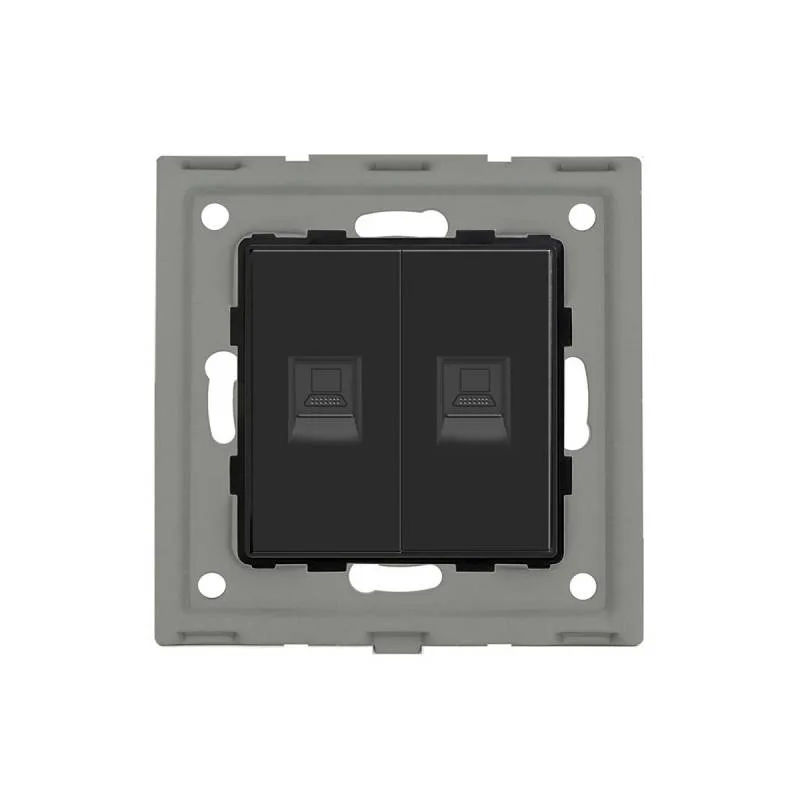 Conector red 2x rj45 cat 6 negro