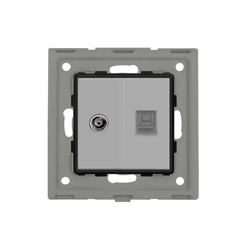 Conector rj45 cat6 + tv gris