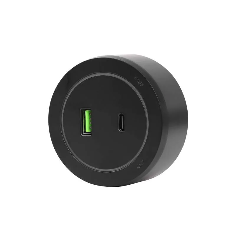 Cargador usb a+b 21a para carril koob negro