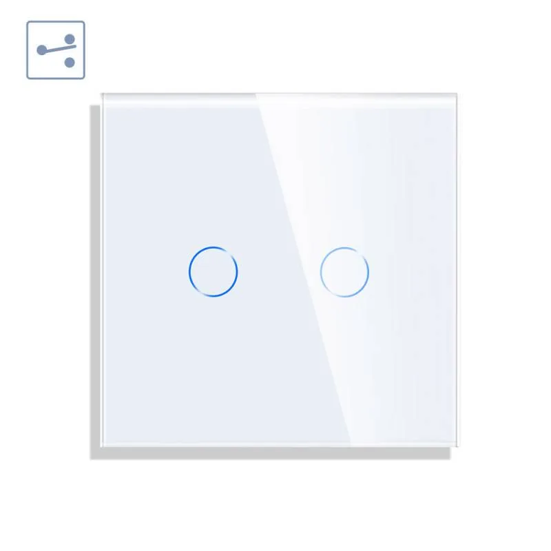 Conmutador táctil doble koob frontal cristal blanco