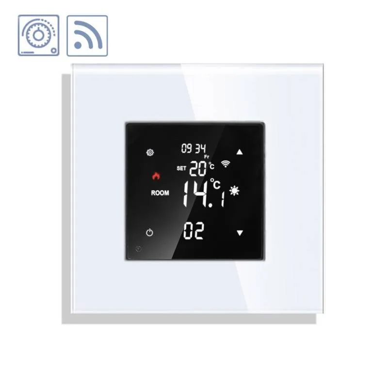 Termostato digital + wifi 3 en 1 koob frontal cristal blanco