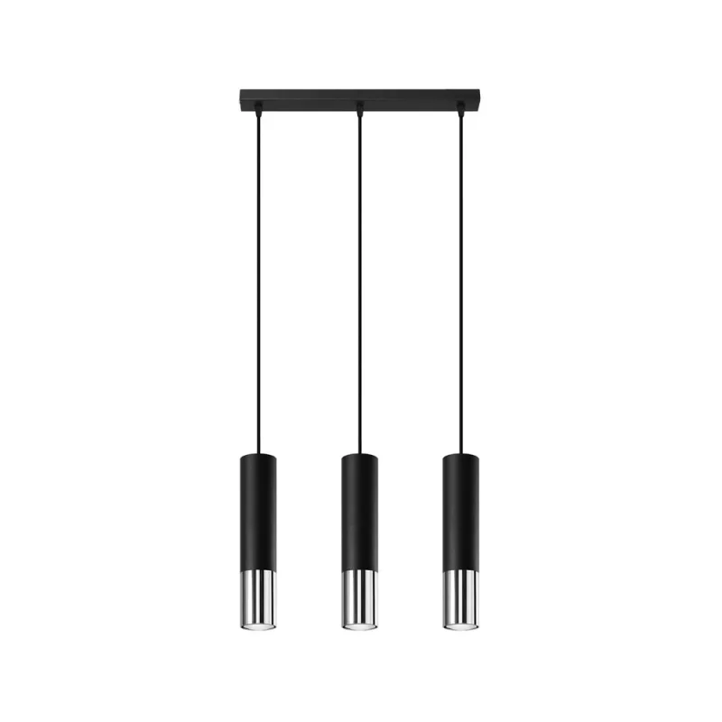 Lámpara de techo loopez 3l negro gu10/cromo