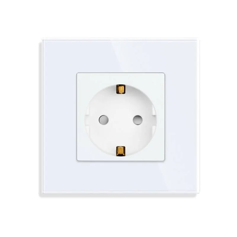 Base enchufe eu 16a koob frontal cristal blanco