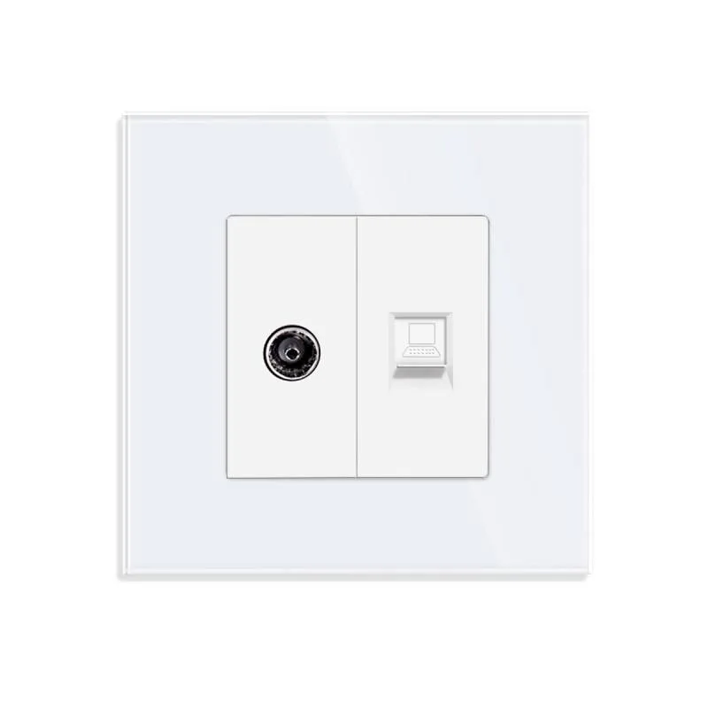 Conector red rj45 cat 6 + tv koob frontal cristal blanco