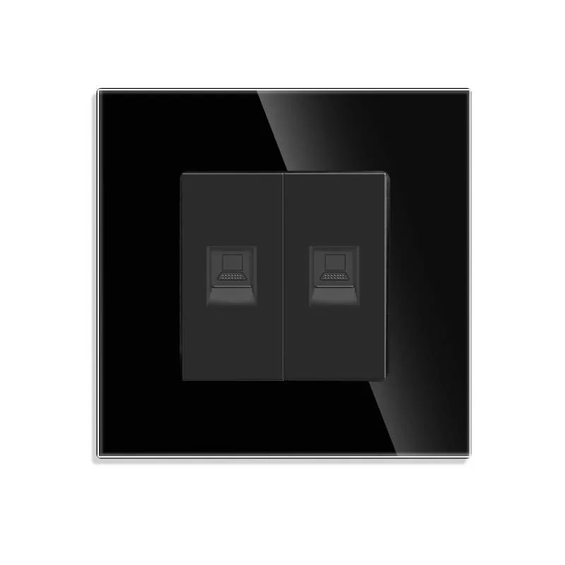 Conector red 2x rj45 cat 6 koob frontal negro cristal