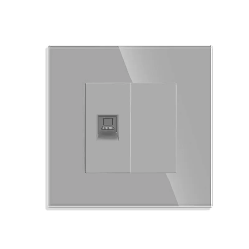 Conector red rj45 cat 6 koob frontal gris cristal