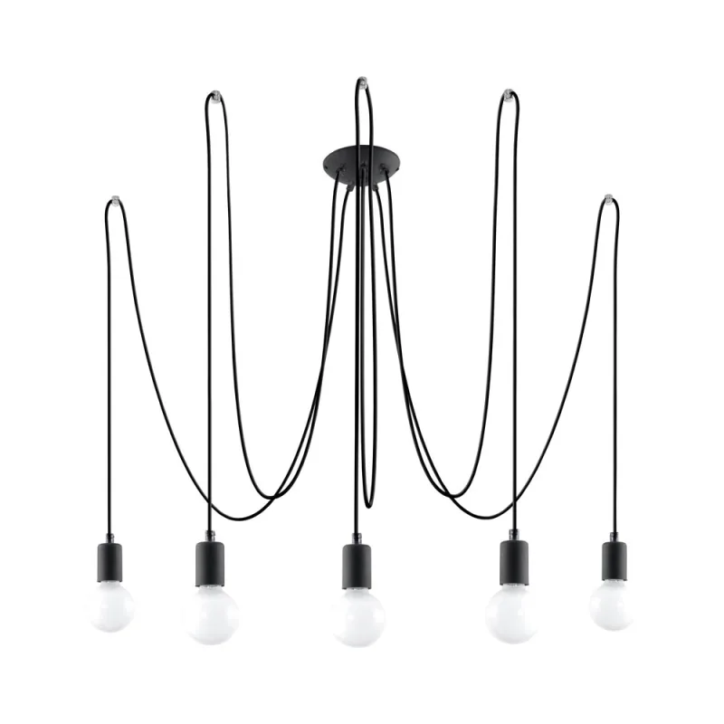 Lámpara suspendida edison 5 negro e27
