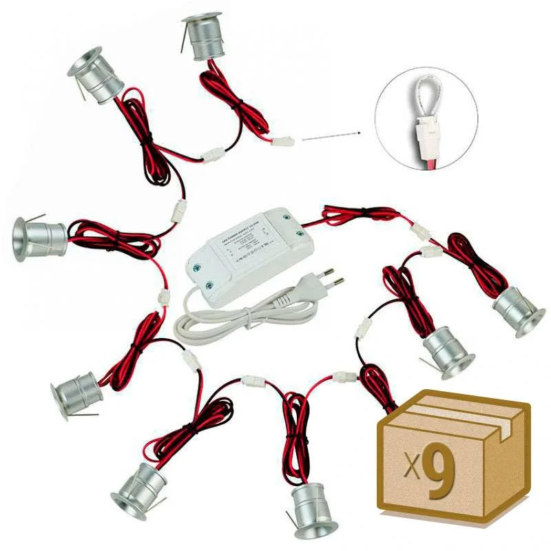 Pack 9 x foco led volta mini 9x1w blanco neutro