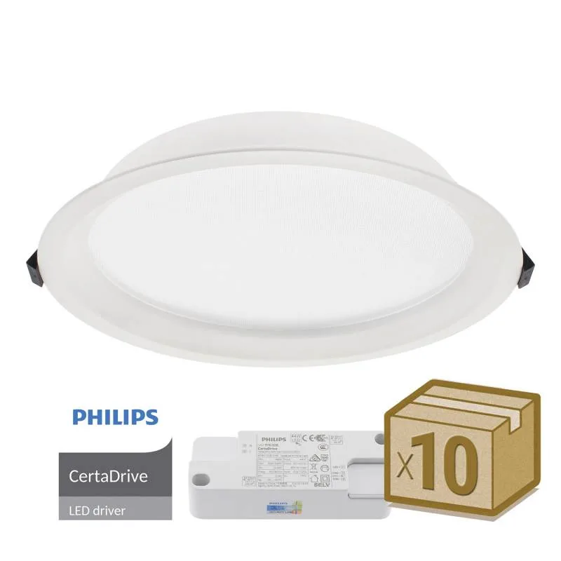 Pack 10 x downlight bol 44w certadrive cct ajustable cri>90 ugr17 3000-4000-6000k