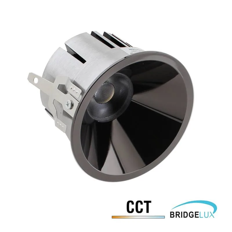 Downlight led mook bridgelux chip 12w ugr 19 24º 3cct negro cromo 3000-4000-6000k