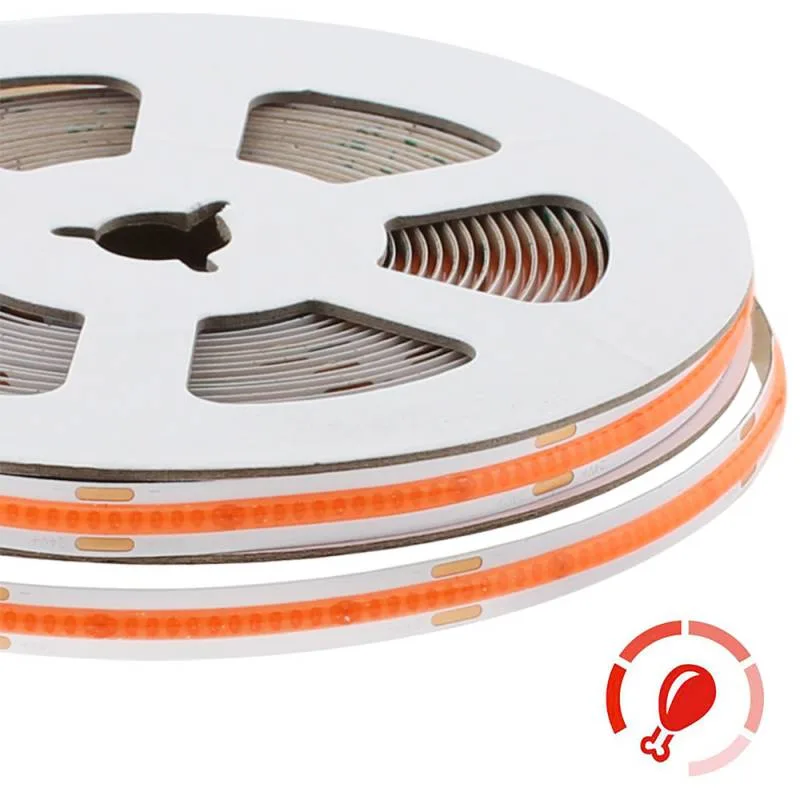 Tira led monocolor cob dc24v 5m (480led/m) 50w ip20 carnes y frutas rosa/magenta