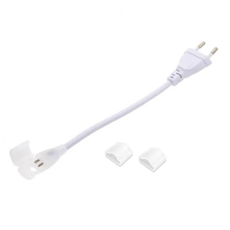 Kit conector eu plug tira led 220v smd2835 dual + tapas