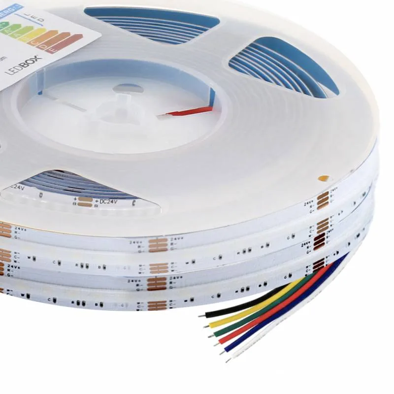 Tira led rgb+cct cob dc24v 5m (840led/m) 125w ip20 rgb + blanco dual