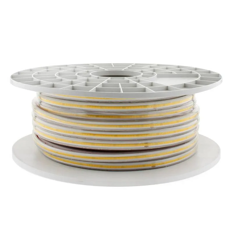 Tira led 220v cob 288led/m 10w/m carrete 50 metros con conectores rápidos 50cm corte violeta