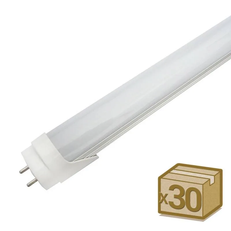 Pack 30 tubos led t8 smd2835 epistar - aluminio - 20w - 120cm conexión dos laterales blanco cálido